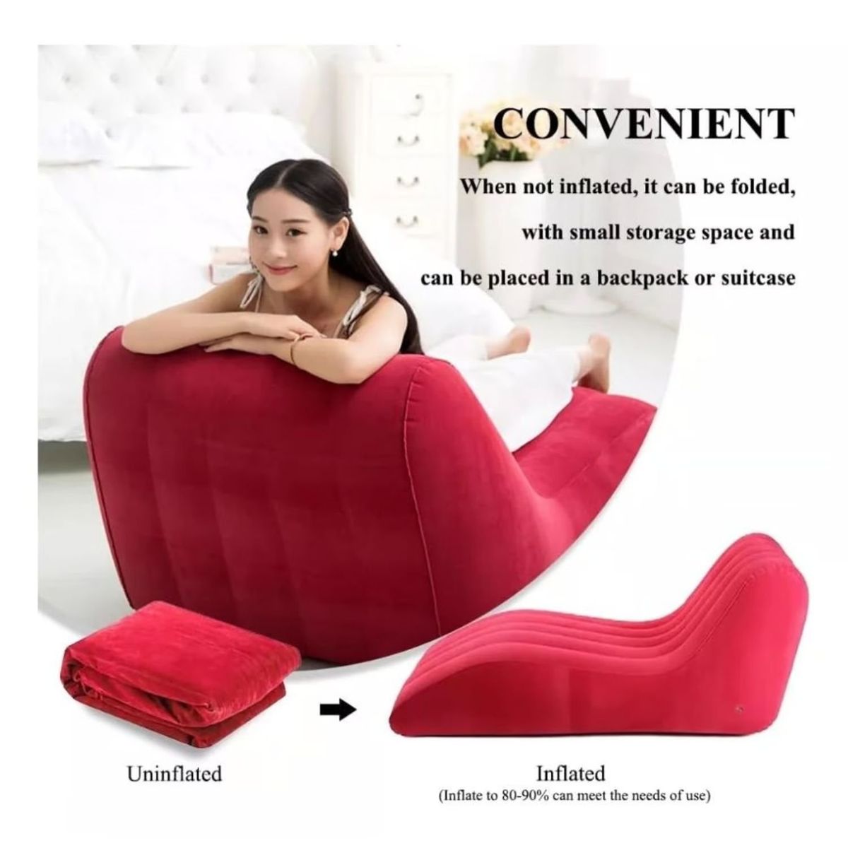 GENERICO - Sofa Sillon Silla Puff Inflable Cama Lounge Plegable Rojo