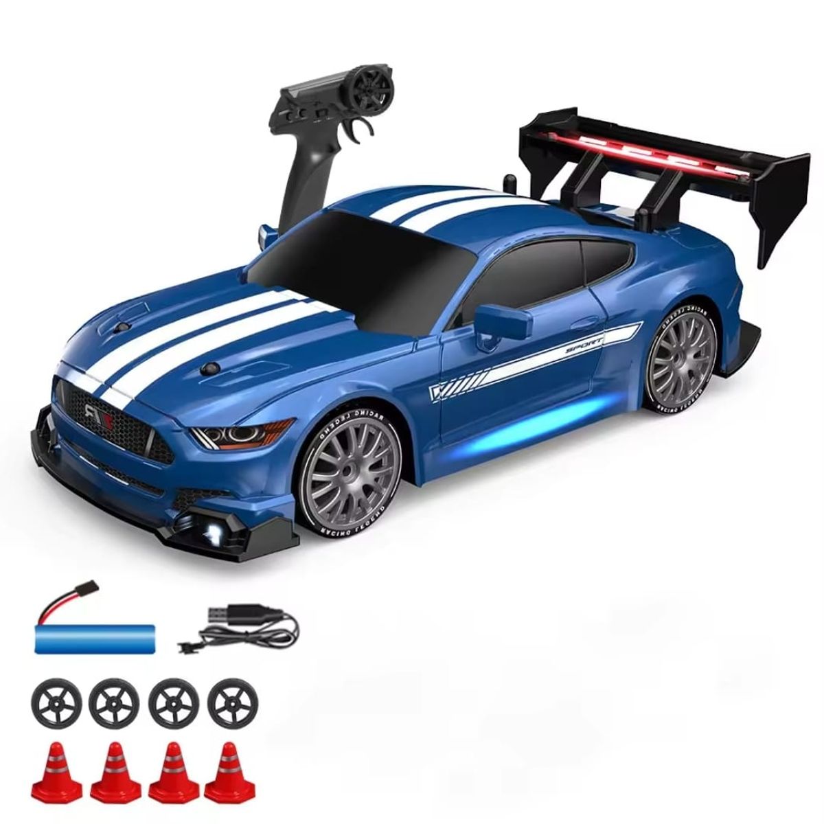 DRIFT - Auto Drift Ford Mustang 15kmh tamaño 1 :24 Azul