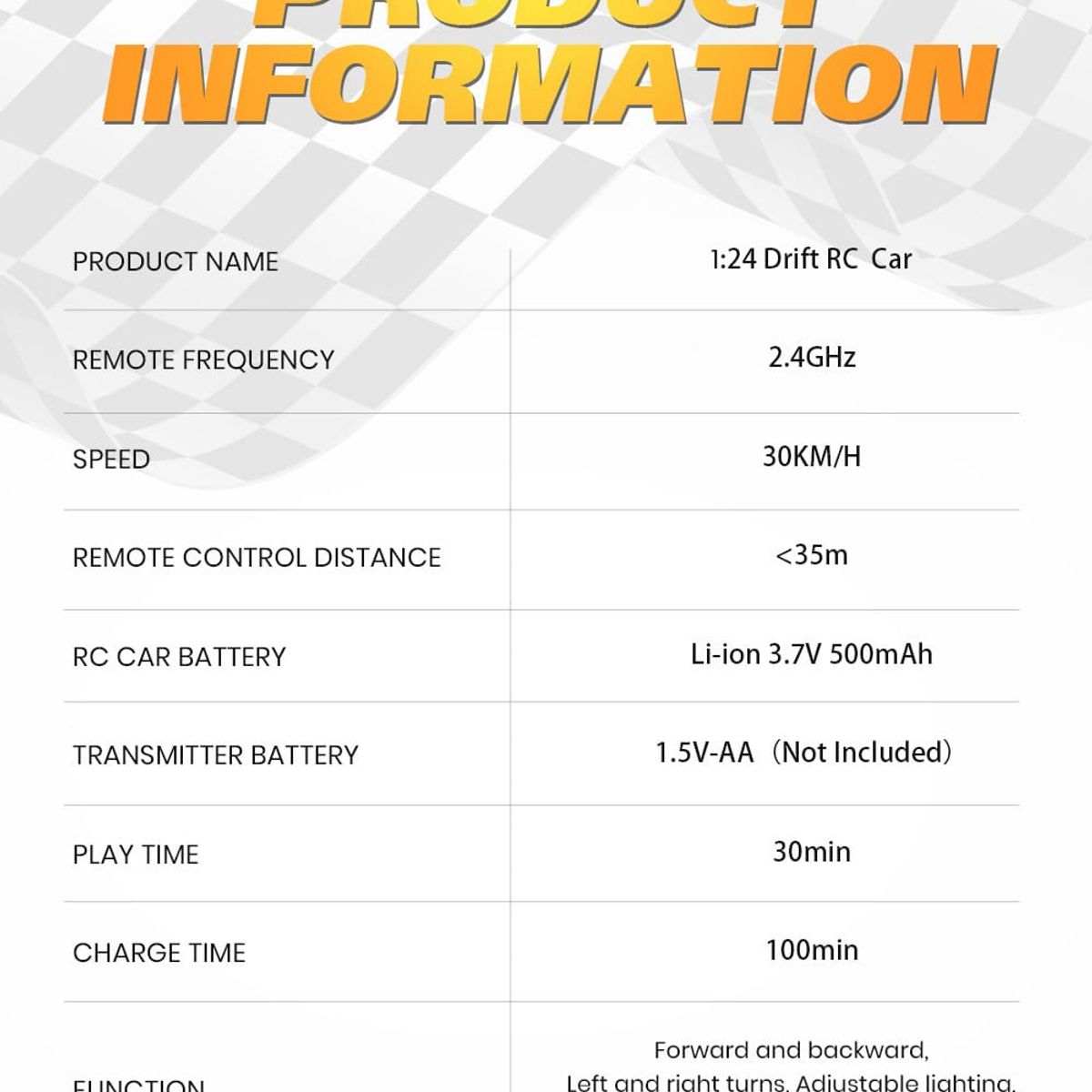 DRIFT - Auto Drift Ford Mustang 15kmh tamaño 1 :24 Azul