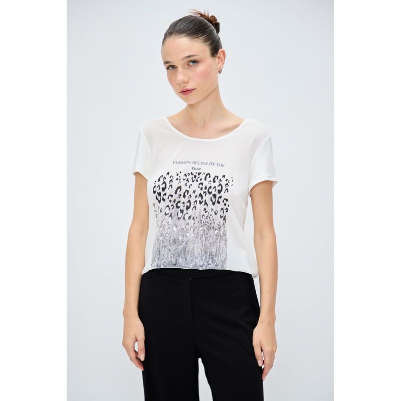 IO - Polera Manga Corta Crudo Mujer Io