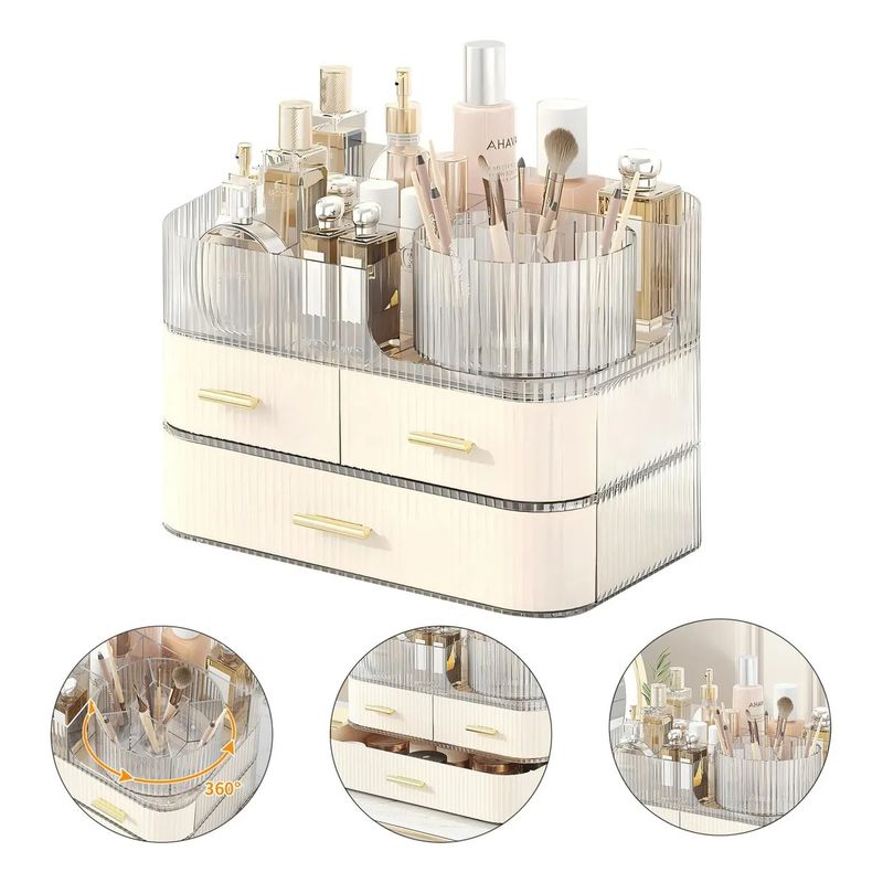 EVERSO - Mujer Organizador Maquillaje 360 Rotating Lujo 2 Niveles