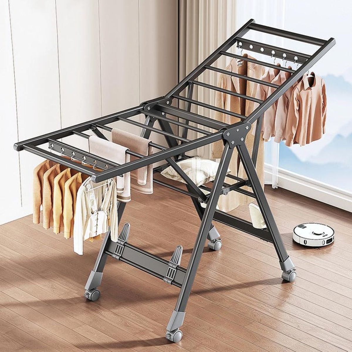 EVERSO - Tendedero De Ropa Extensible Plegable 150-253cm Retractil