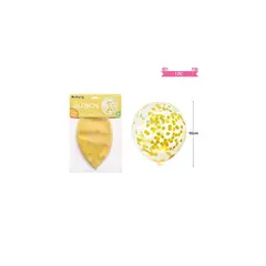 GENERICO - Globos De Látex Con Confetti Redondo Dorado 90cm