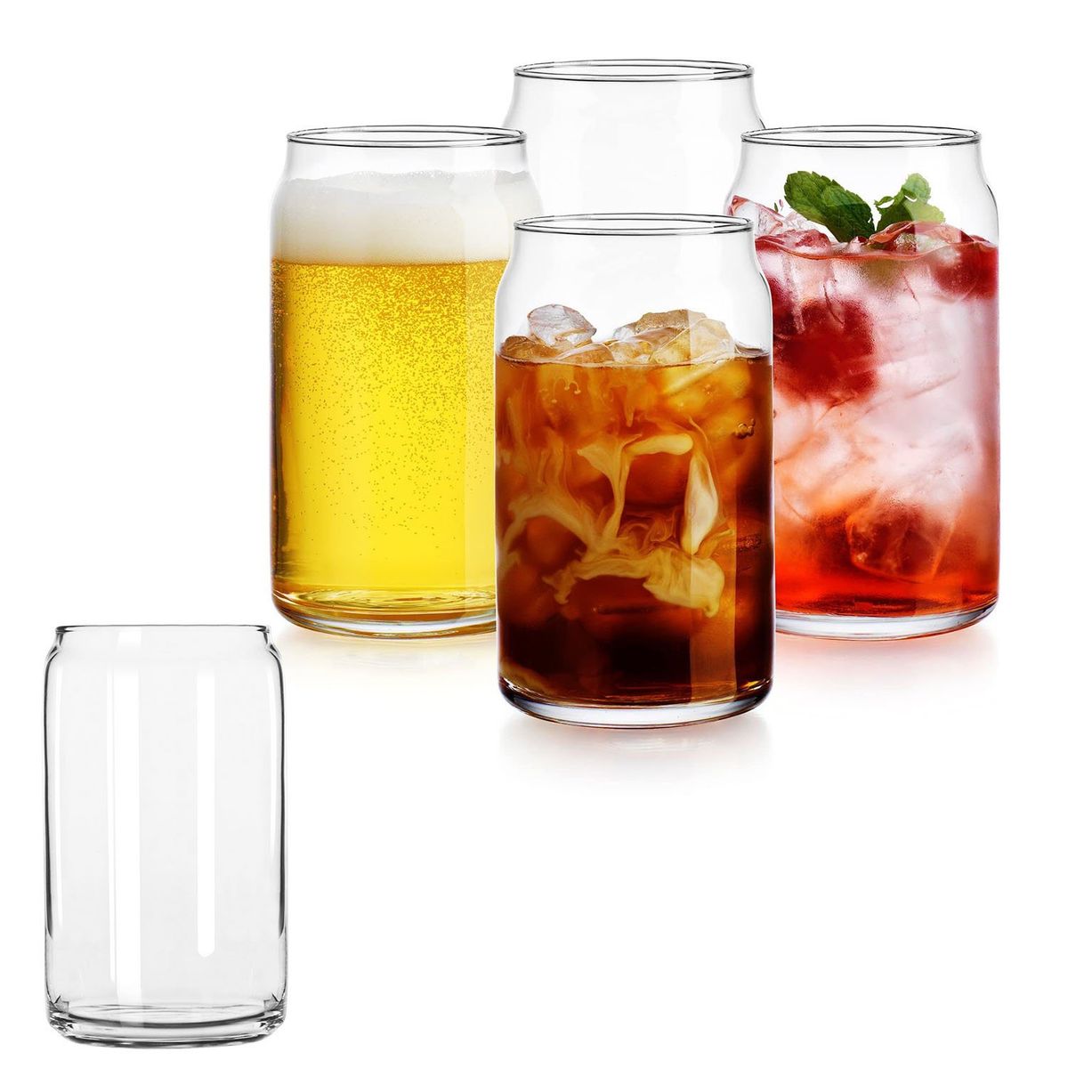 KUANGYE - Juego de 4 vasos Borosilicato 550ml Tazas de Café