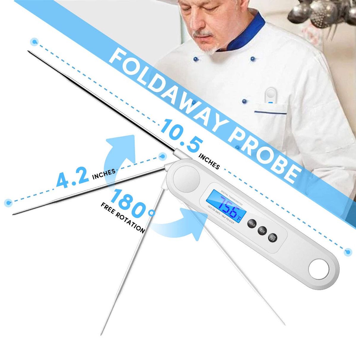 KUANGYE - Termómetro Digital Para Alimentos Instantáneo 3-5 Seg Rápido