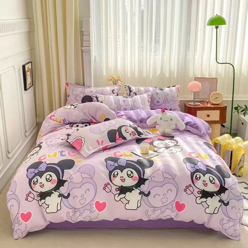 GENERICO - sabana de niña diseño cute lila 1.5 plaza 3 piezas teng fei