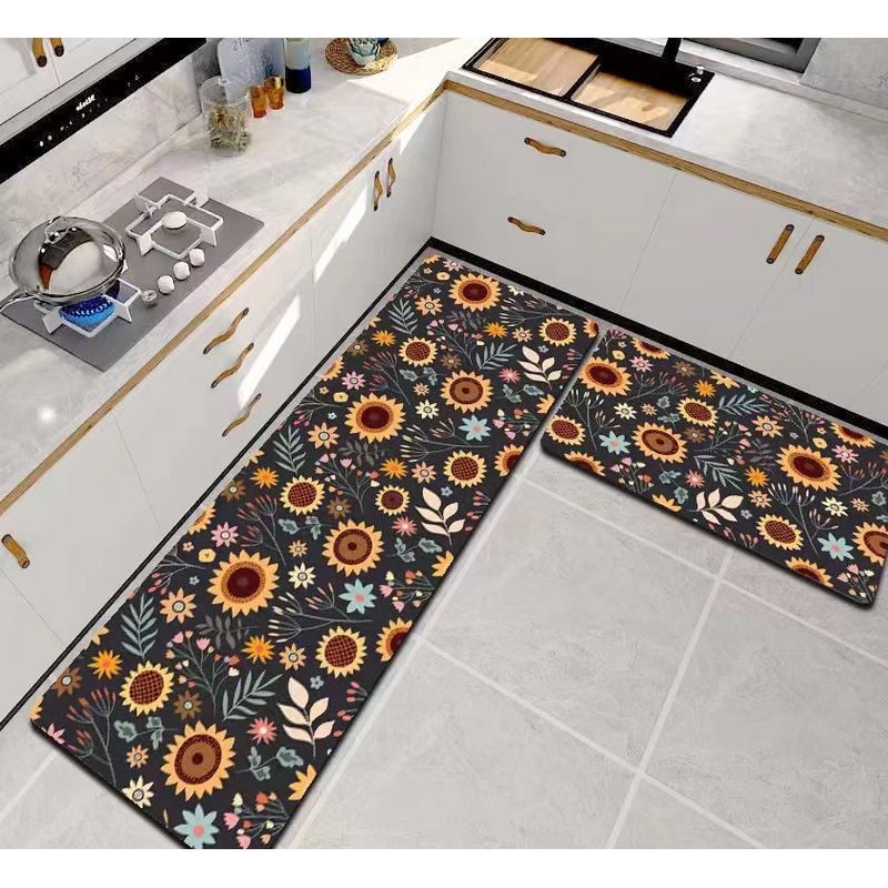GENERICO - ALFOMBRA DE COCINA 2 PIEZAS DISEÑO GIRASOLES TENG FEI