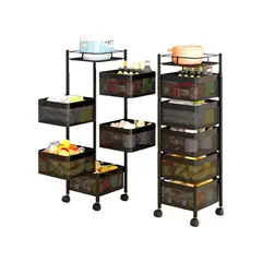 GENERICO - Carrito Verdulero Organizador de 5 Cestas Giratorias Metálicas