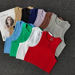 EVERSO - Pack 6 Mujer Camiseta Sin Manga Básica Color Sólido Cuello Redondo