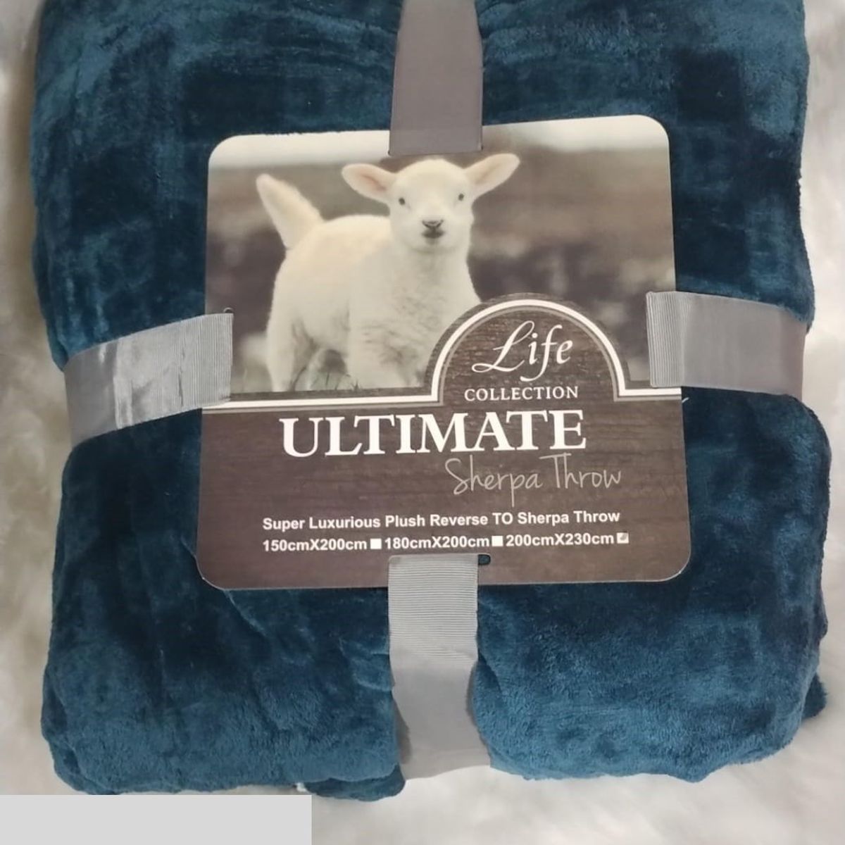 GENERICO - FRAZADA CON CHIPORRO AZUL PETROLEO 2 PLAZA PLUSH SHERPA  TF