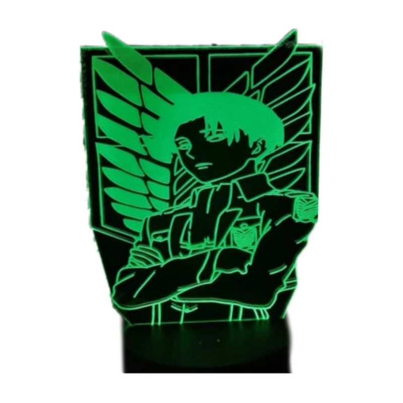 GENERICO - Lampara ilusión 3D Levi Ackerman De 7 Colores