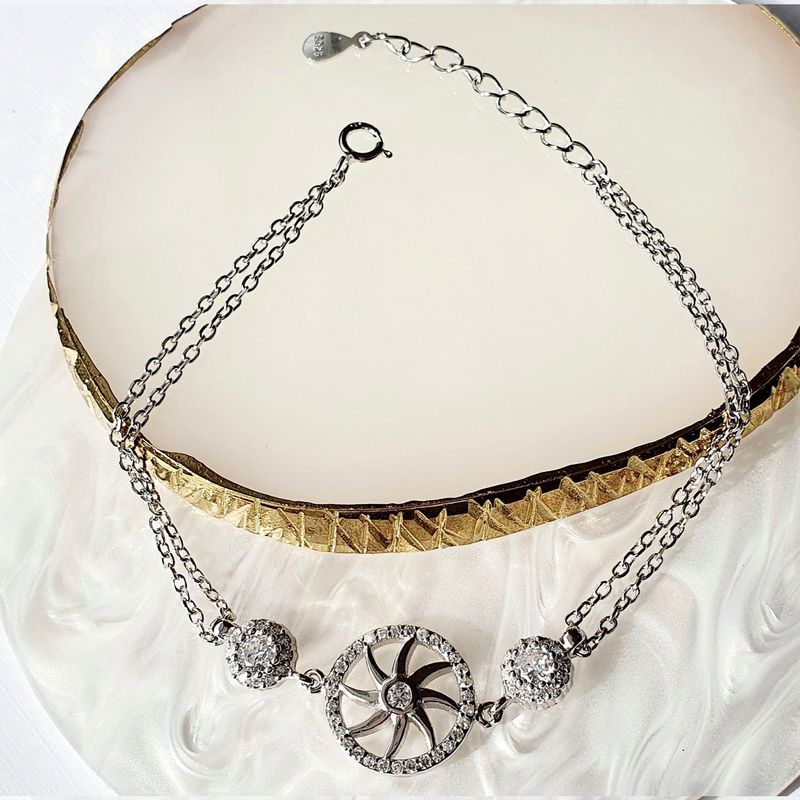 GENERICO - Pulsera sol de plata 925 circones