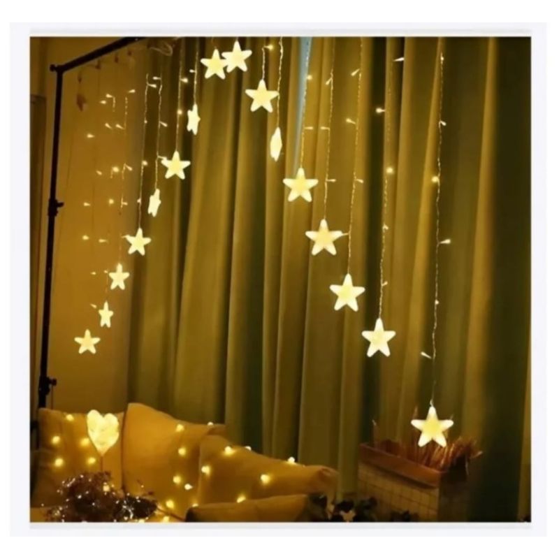 GENERICO - Guirnalda - Cascada de luces estrella Navidad Luz Calida - 3M