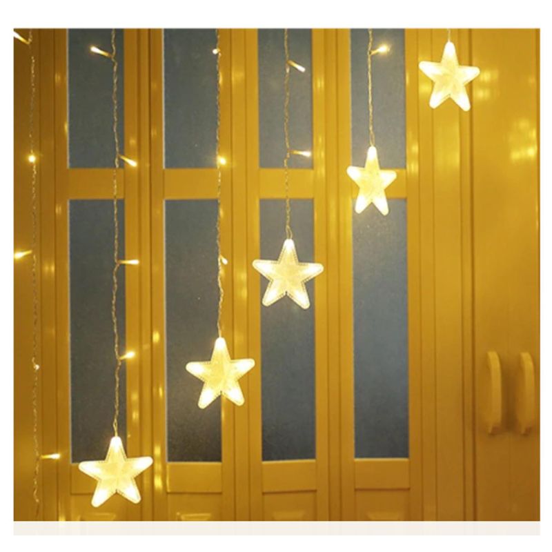 GENERICO - Guirnalda - Cortina - Cascada de Luces estrellas SOLAR Navidad  - 3M