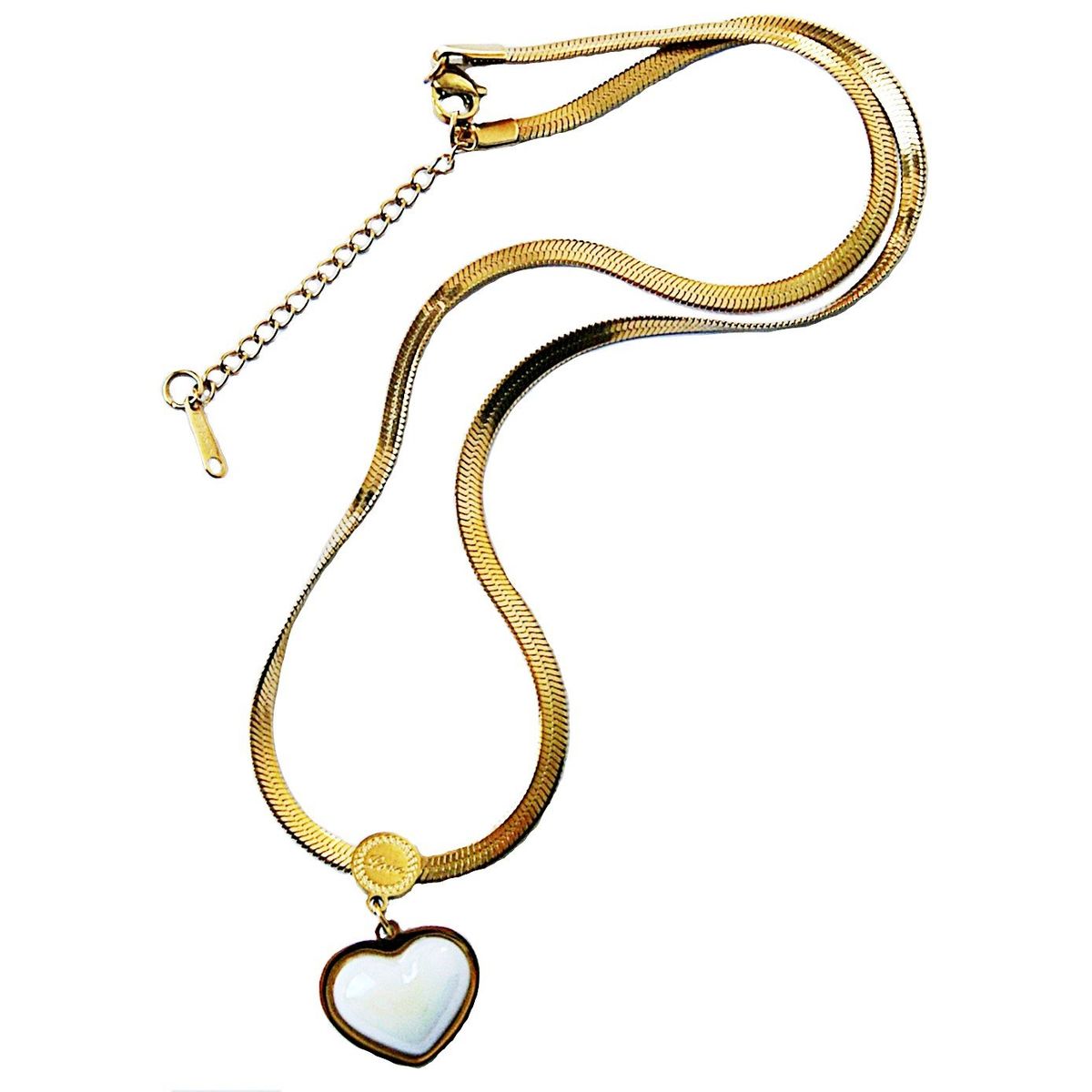 VIVAFELICIA - Collar Gargantilla Acero Corazón Dorado