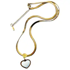 VIVAFELICIA - Collar Gargantilla Acero Corazón Dorado