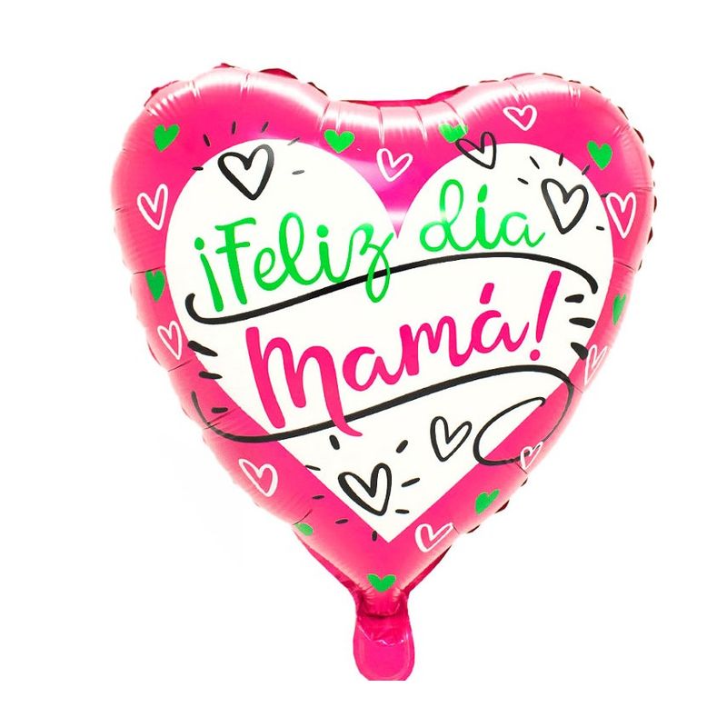 GENERICO - GLOBO METALICO 18 FELIZ DIA MAMA HEARTS X1 UNI