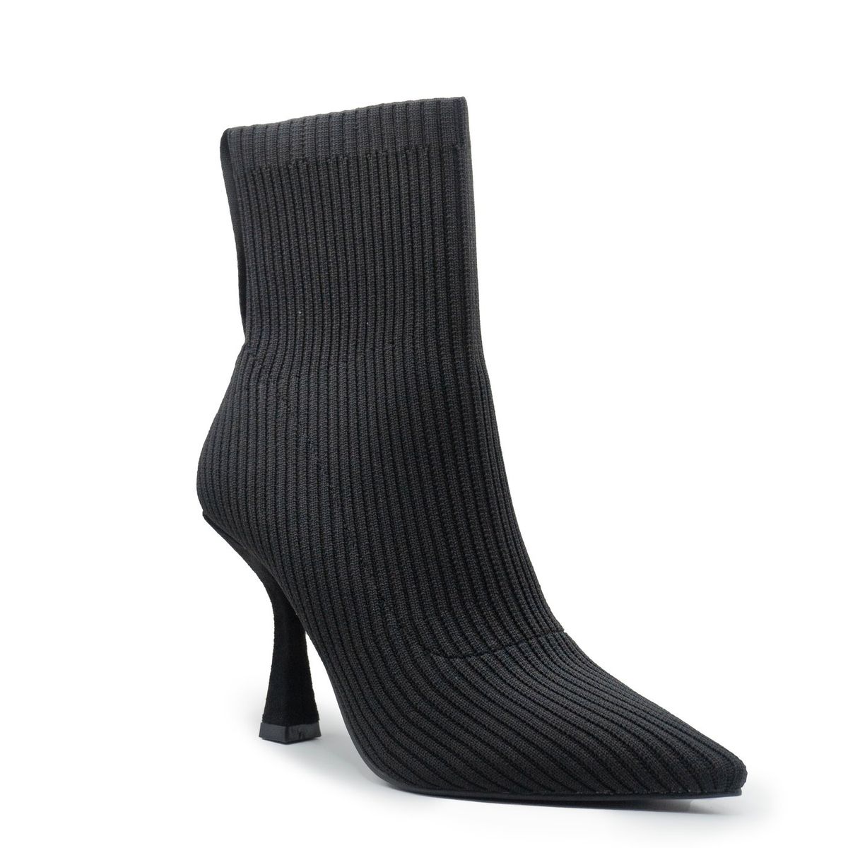 APOSTOL - Botin Mujer Negra Tacon Calcetín Taco Alto Aguja Punta Fina