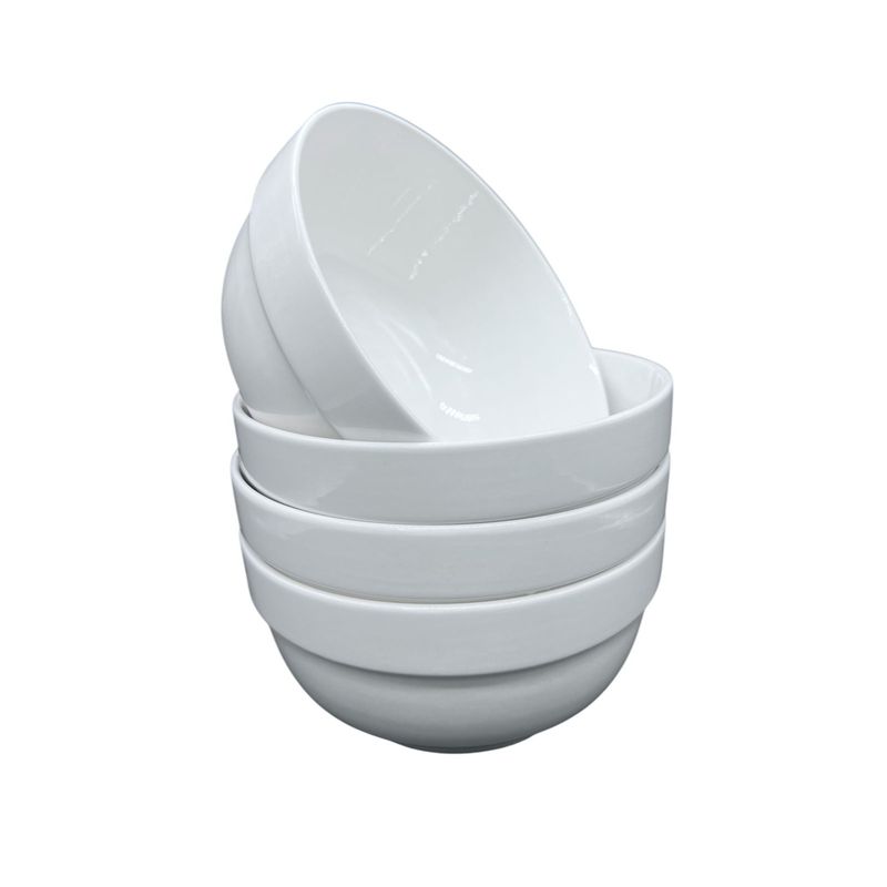 GENERICO - Pack 4 Bowl Platos Blanco Liso Clasico 7x15cm