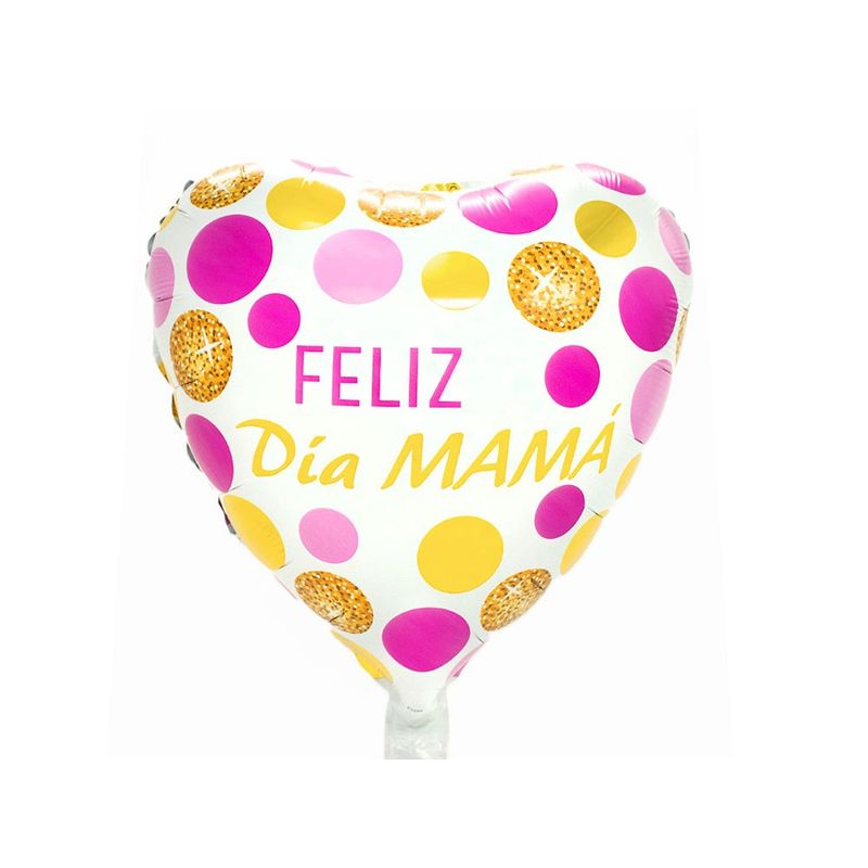 GENERICO - GLOBO METALICO 18 FELIZ DIA MAMA POLKA X1 UNI