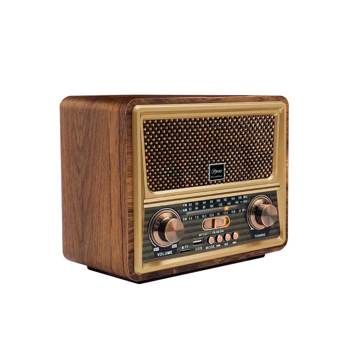 MLAB - Radio Portatil Retro AMFM Bluetooth Mlab Vennetian Recargable