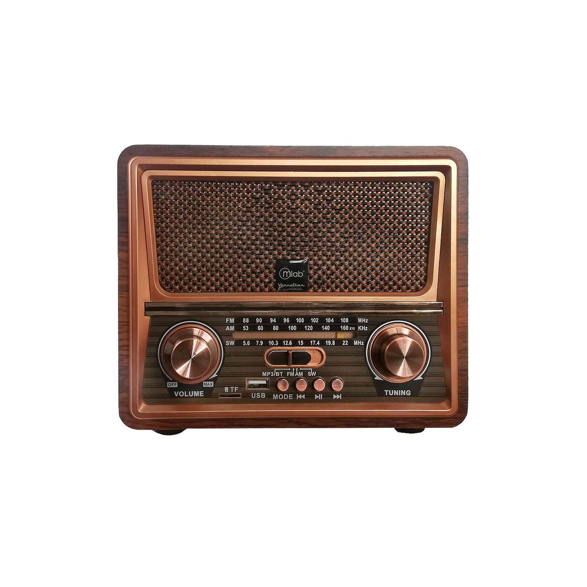 MLAB - Radio Portatil Retro AMFM Bluetooth Mlab Vennetian Recargable