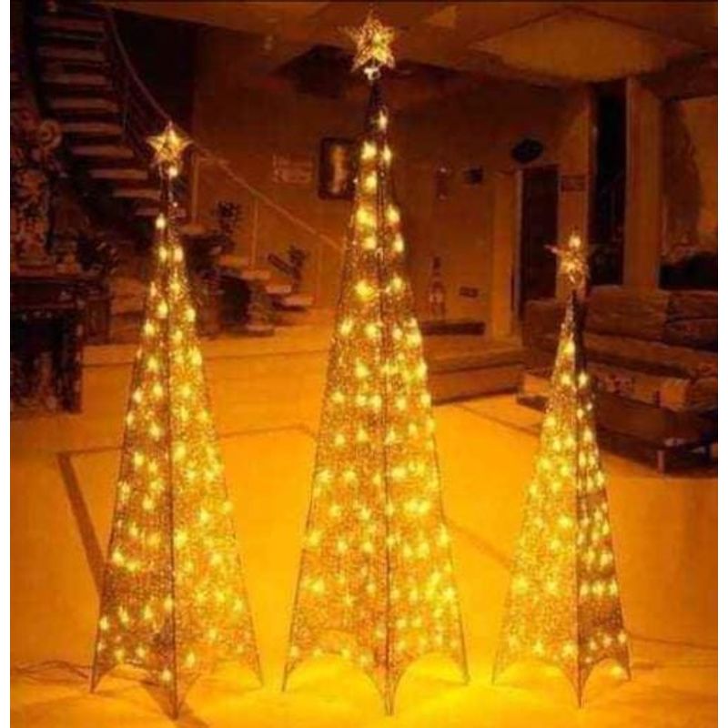 GENERICO - Árbol de navidad con Luces Pirámide Dorado 210cm