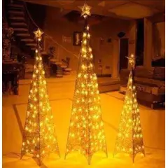 GENERICO - Árbol de navidad con Luces Pirámide Dorado 210cm