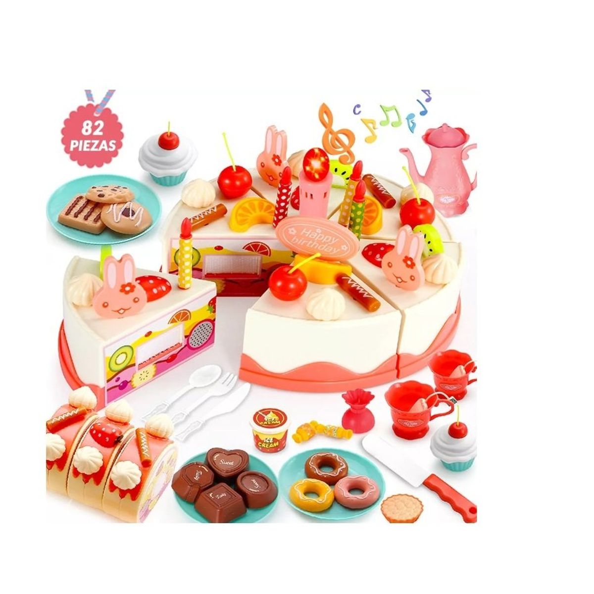 GENERICO - Juegos Niño De Pastel Cumpleaños Con Luz Y Sonido 82pzs