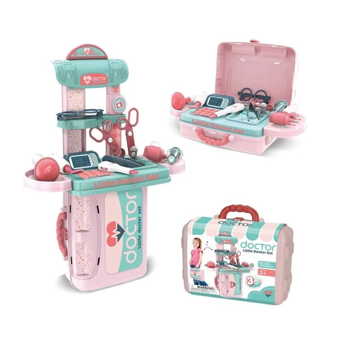 GENERICO - Maletin Doctor De Juguete Little Doctor 3en1 Rosa
