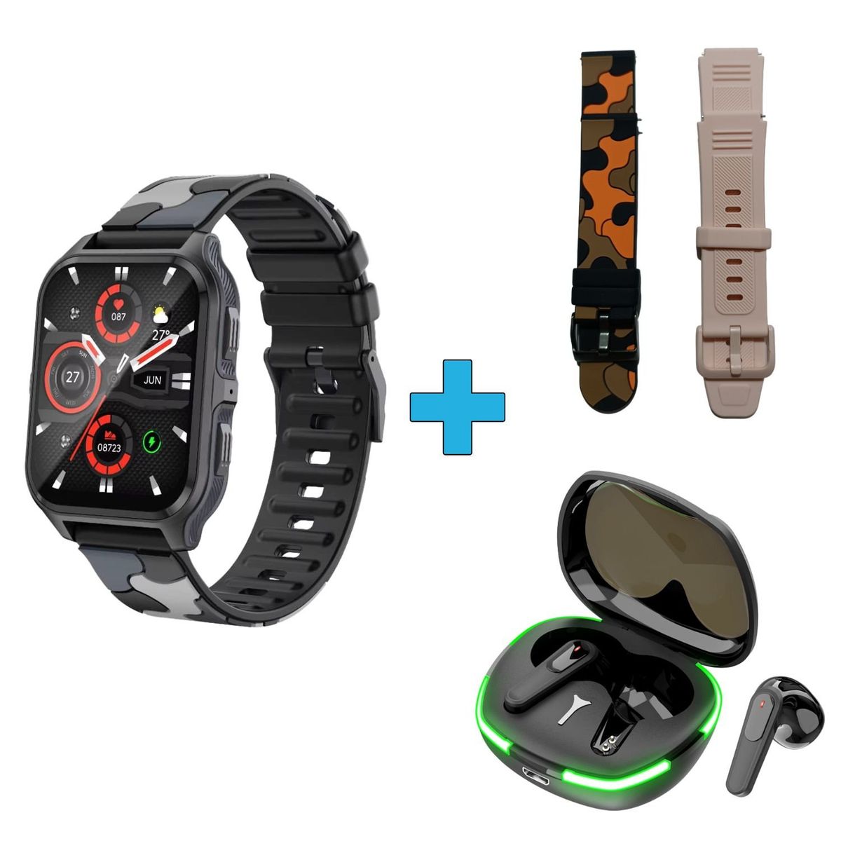 GENERICO - Reloj Smartwatch unisex + regalo audífonos + correa deportiva extra