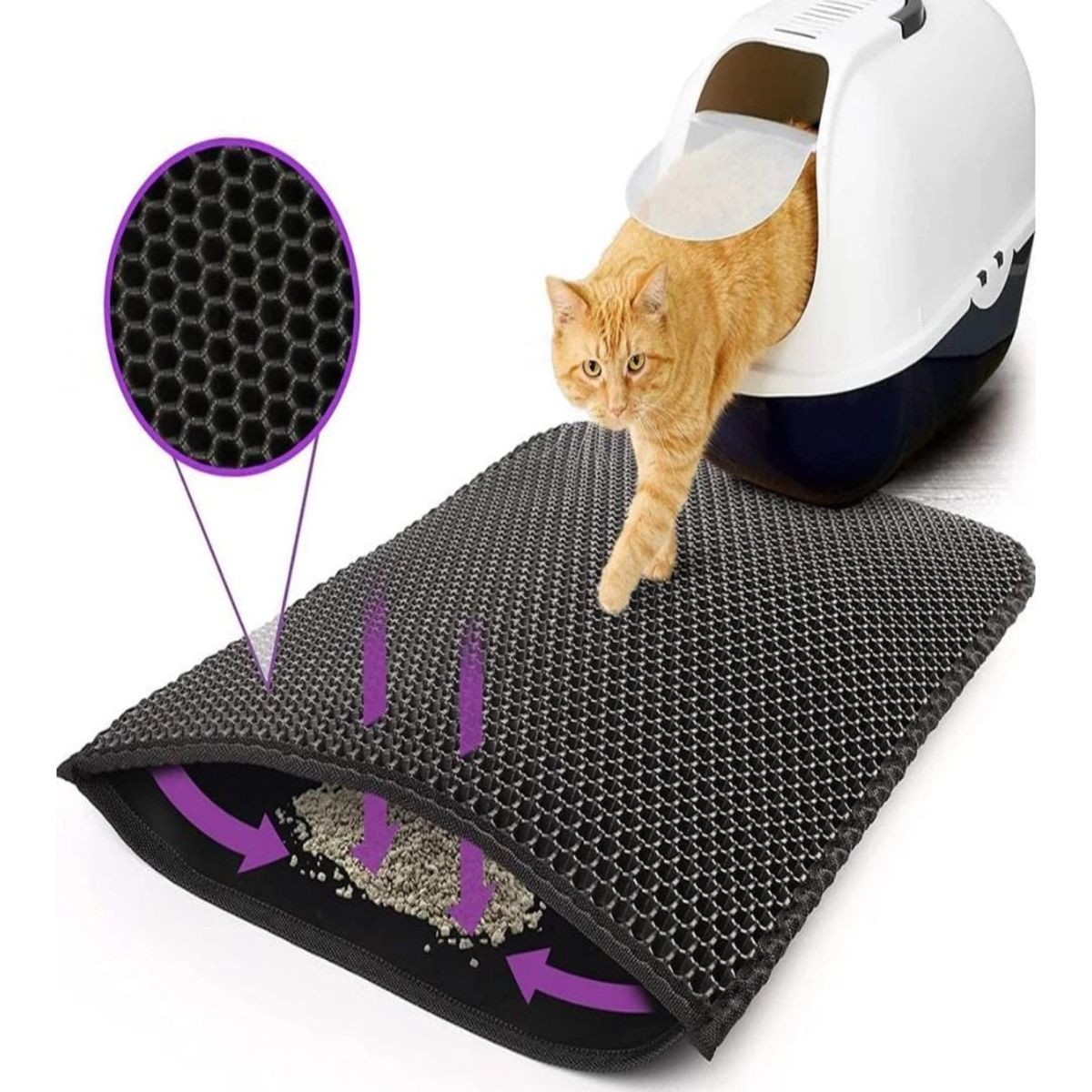 GENERICO - Tapete Atrapa Arena Gatos Alfombra Mascotas Negro