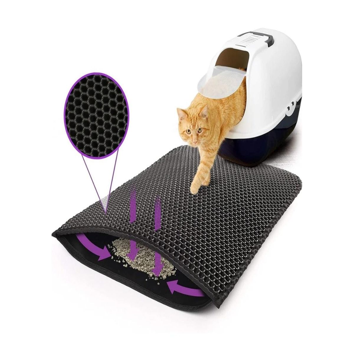 GENERICO - Tapete Atrapa Arena Gatos Alfombra Mascotas Negro