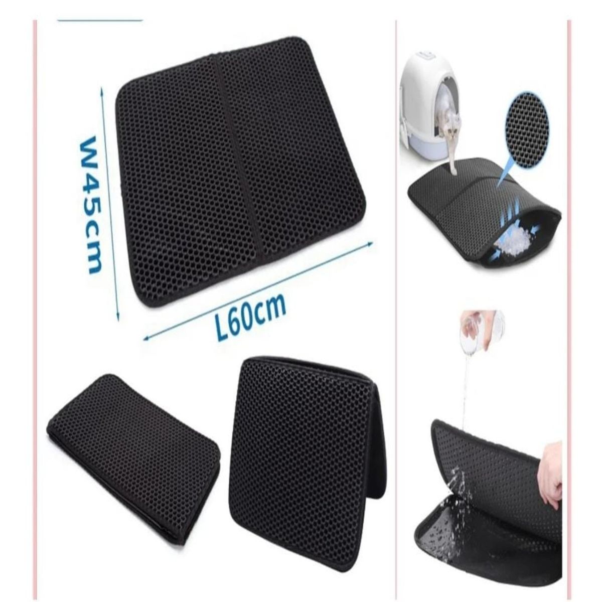 GENERICO - Tapete Atrapa Arena Gatos Alfombra Mascotas Negro