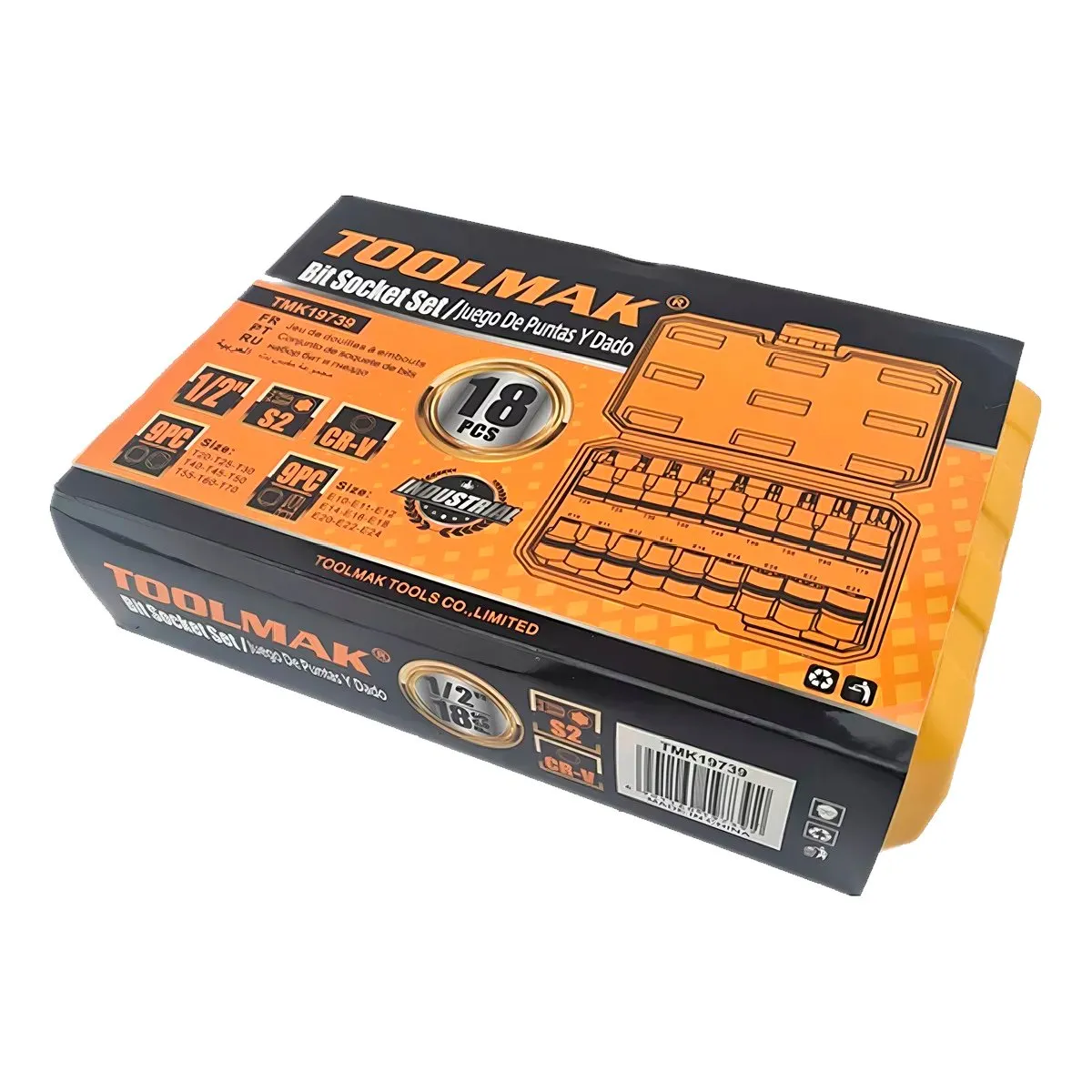 GENERICO - Kit Juego Dados Torx Estrella 1/2 Macho Hembra 18 Piezas Tmk