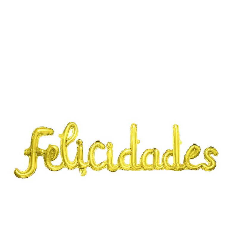 GENERICO - GLOBO METALICO FELICIDADES CURSIVO DORADO X1 UNI