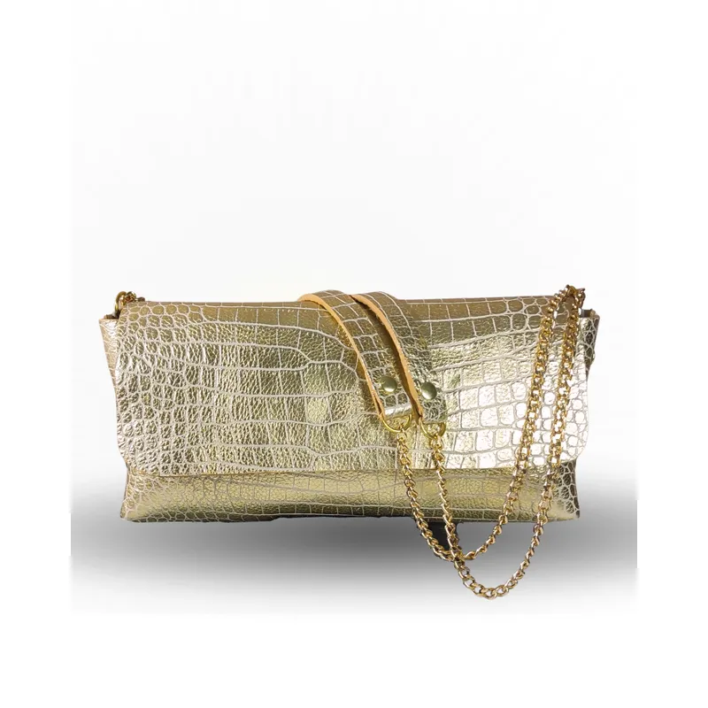 JARDIN DEL ESTE - Cartera de cuero Dorado Caimán