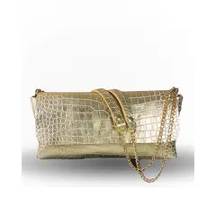 JARDIN DEL ESTE - Cartera de cuero Dorado Caimán