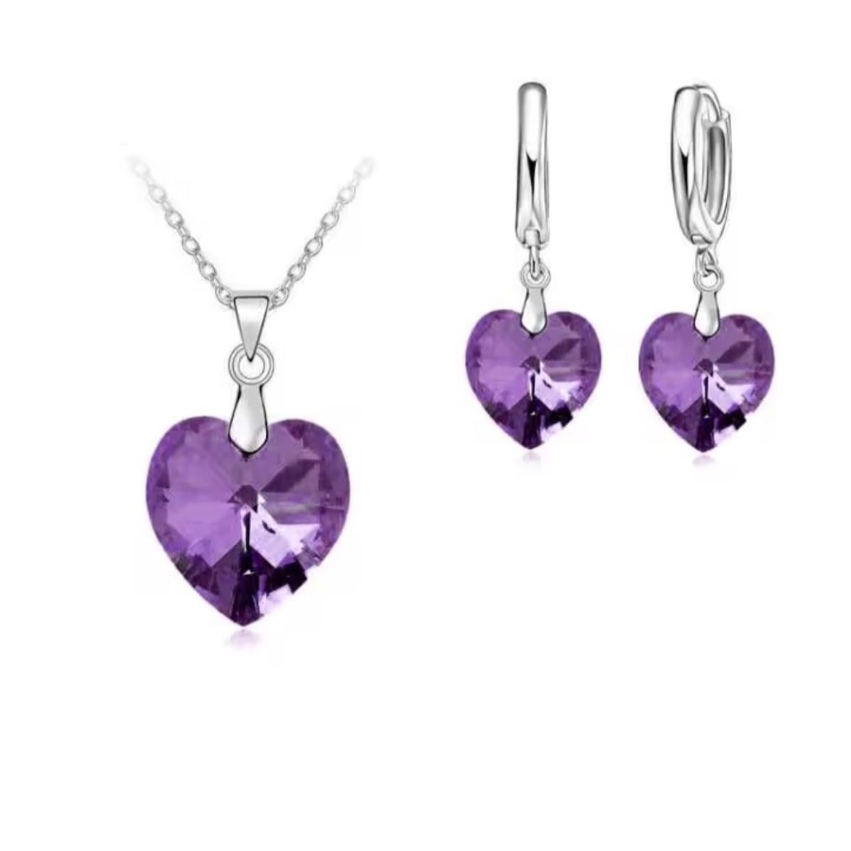 GENERICO - Conjunto morado collar y aros en Plata 925