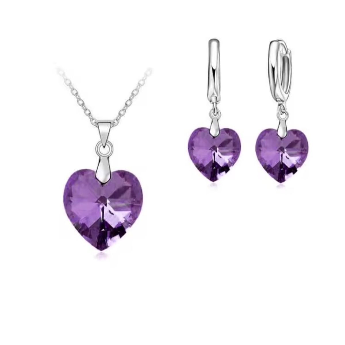 GENERICO - Conjunto morado collar y aros en Plata 925