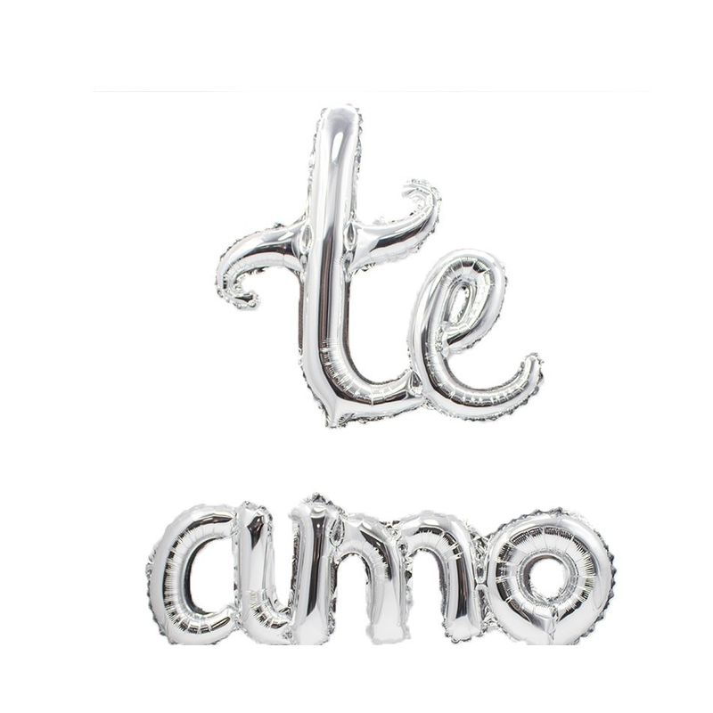 GENERICO - GLOBO METALICO TE AMO CURSIVO PLATEADO X1 UNI