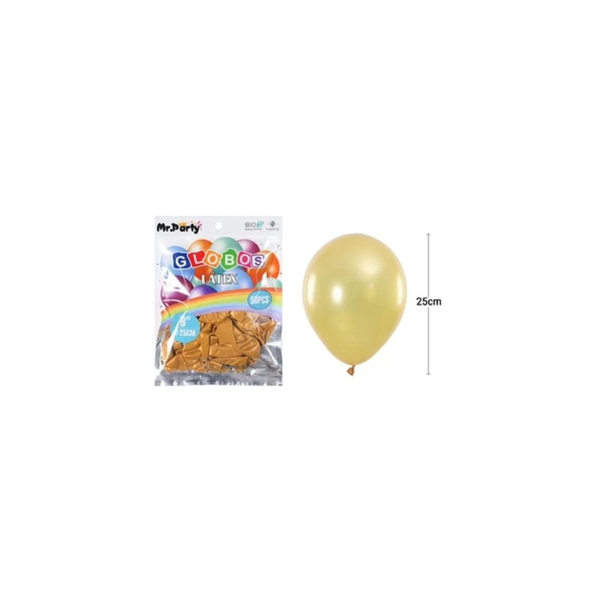 GENERICO - Globos De Látex Perlado Dorado Oscuro 25cm 50pcs