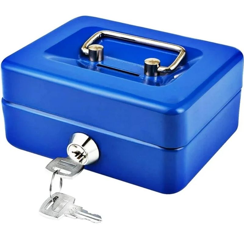 GENERICO - Caja de seguridad metal para efectivo con cerradura y llaves