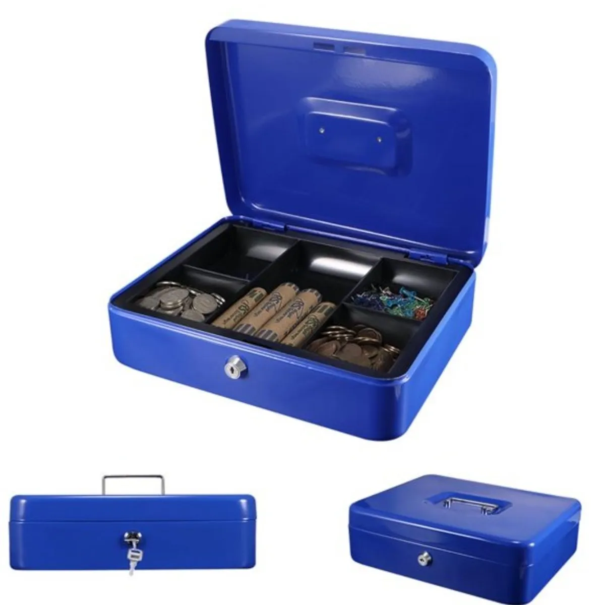 GENERICO - Caja de seguridad metal para efectivo con cerradura y llaves