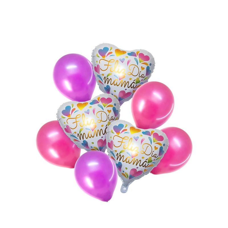 GENERICO - SET GLOBO METALICO FLIZ DIA MAMA HEARTS X1 SET