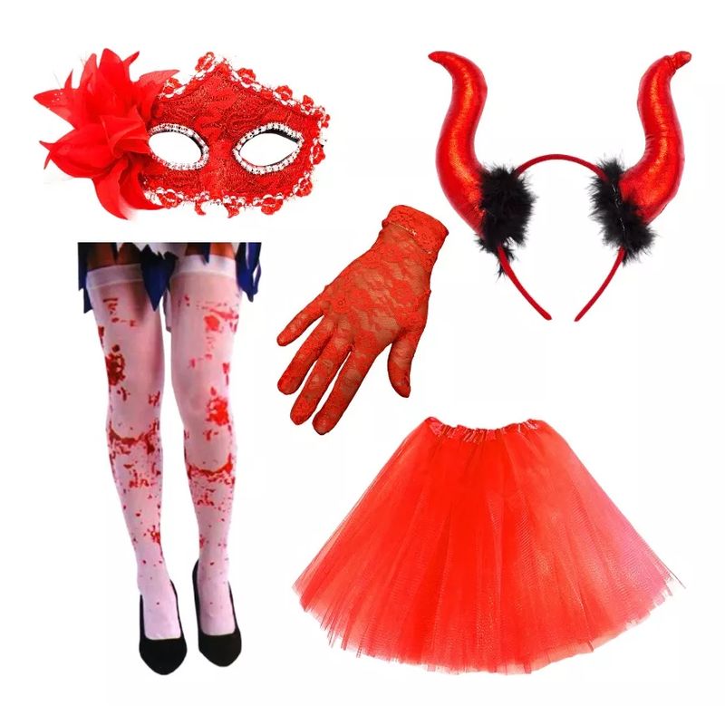 GENERICO - Disfraz Diabla Roja Halloween Fiestas Carnaval