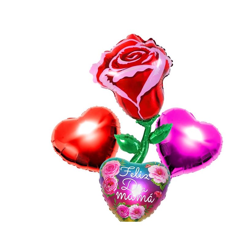 GENERICO - SET GLOBO METALICO ROSA FELIZ DIA MAMA X1 SET