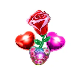 GENERICO - SET GLOBO METALICO ROSA FELIZ DIA MAMA X1 SET
