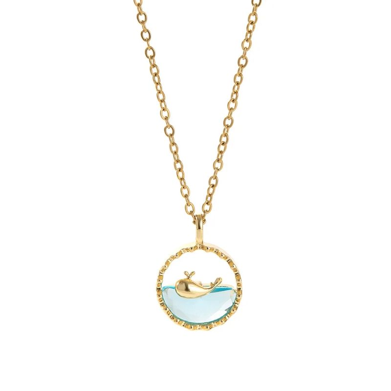 GENERICO - Collar Ballena en acero inoxidable dorado