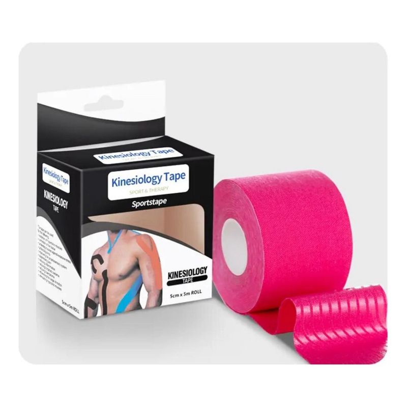 GENERICO - Cinta Tape Kinesiología Vendaje Neuromuscular Fitnes 5cmx5mt Rojo